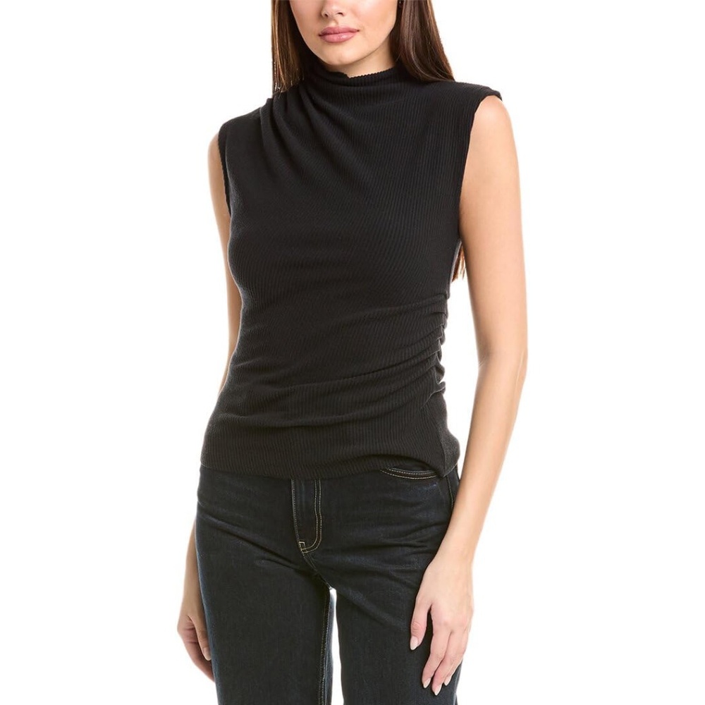 Nation LTD Black Mockneck Arielle Short Sleeve Knit Sleeveless Shirt - S